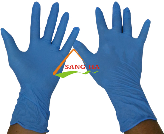 Găng tay y tế Nitrile Malaysia màu xanh